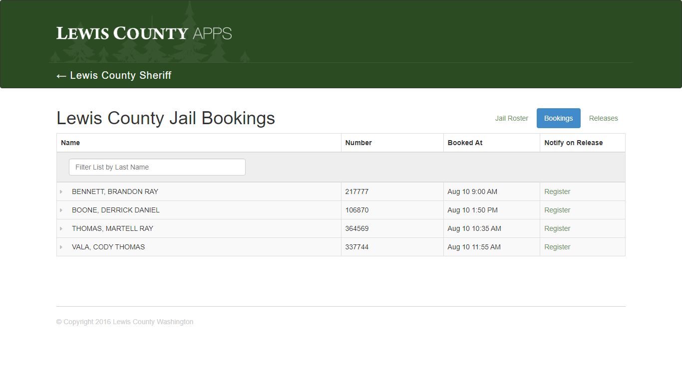 Lewis County Washington - Jail Roster